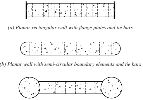 Composite Plate Shear Wall Cross-Sections  Materials: Concrete infill with steel exterior plates
