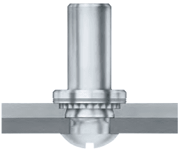 Entity: PEM® self-clinching blind fastener. Application: Shown installed into a sheet metal panel using a self-clinching mechanism. Thread Sizes: #4-40 through 1/4-20 (Unified and M3 through M6 (Metric. Materials: Available in carbon or stainless steel.